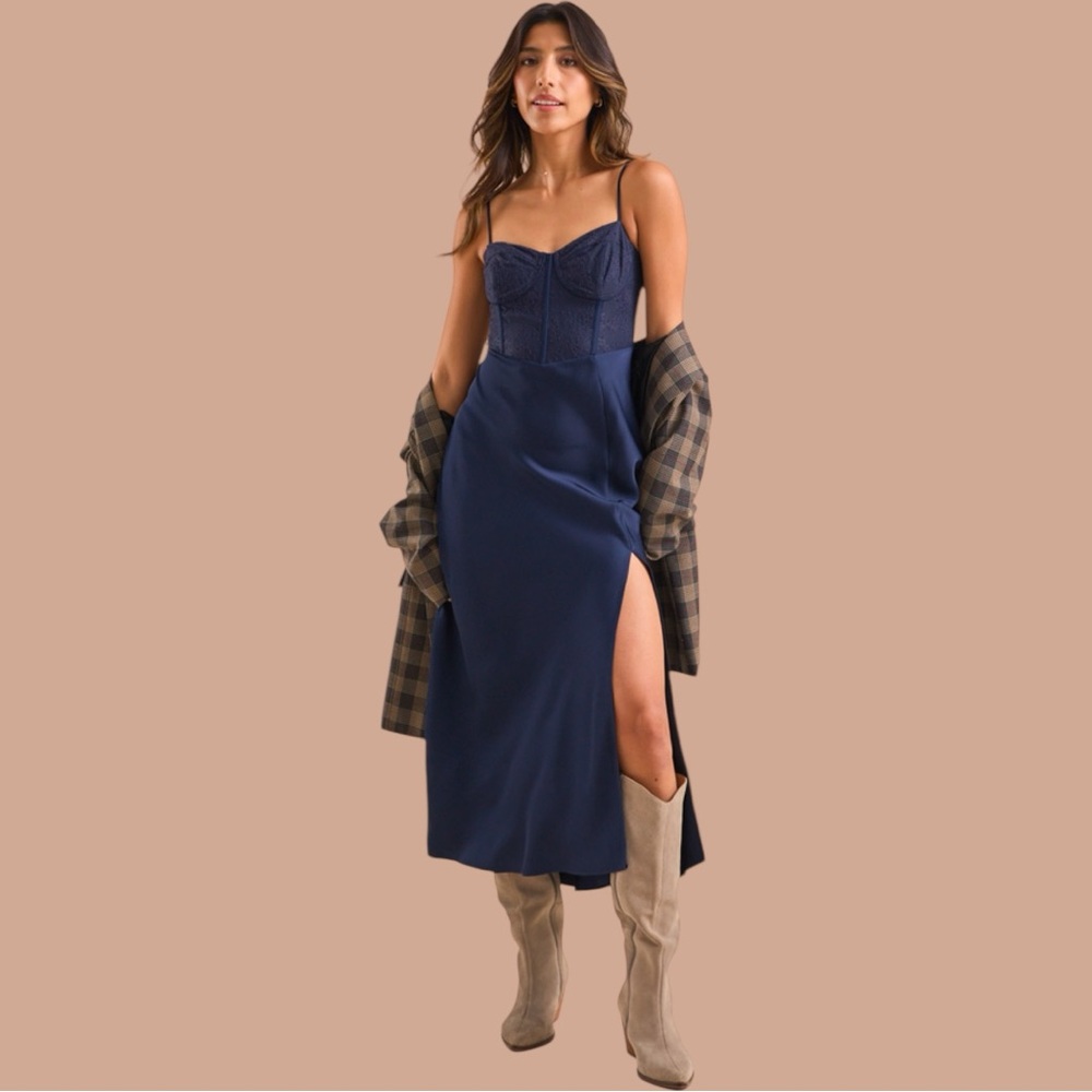 NWT Altar'd State Evalina Satin Maxi Dress - Picture 2 of 7